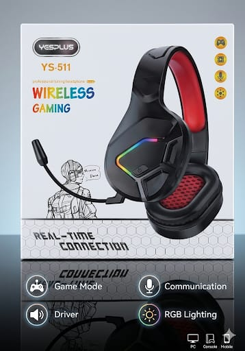 Audífonos Gaming YESPLUS YS-511 Wireless RGB - Modo Gaming + Micrófono