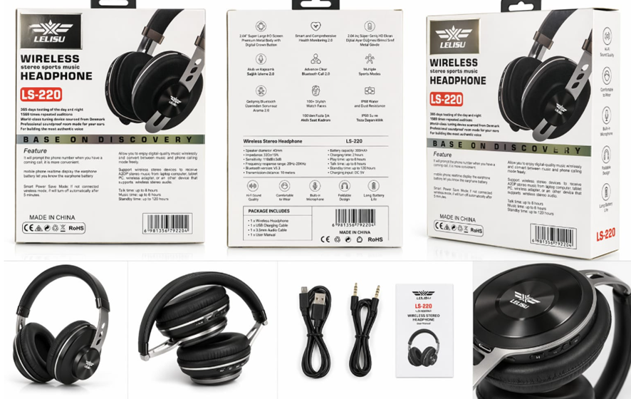 Audífonos Bluetooth LELISU LS-220 Hi-Fi Over-Ear Plegables