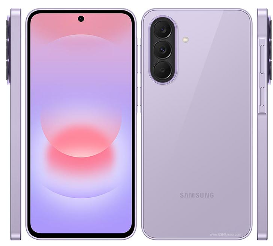 Samsung Galaxy A37 5G vista frontal, trasera y lateral en Light Violet