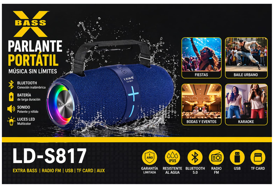 Parlante Portátil LIDIMI LD-S817 Extra Bass Bluetooth 5.0
