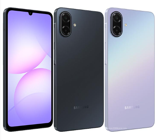 Samsung Galaxy A07 5G en colores Black y Light Violet