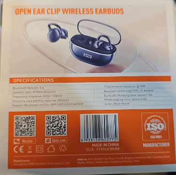 Audífonos LDNIO T08 Open Ear Clip Wireless Bluetooth 5.3 - 20H